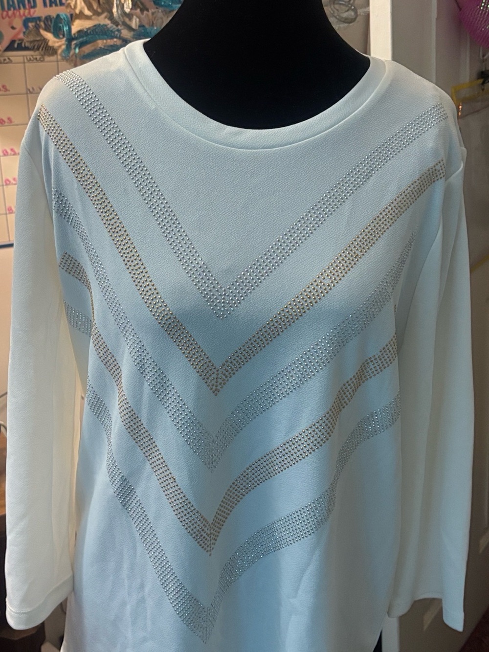 Robert Louis C03283 Chevron Long Sleeve Tunic in Blue Size Large NWT